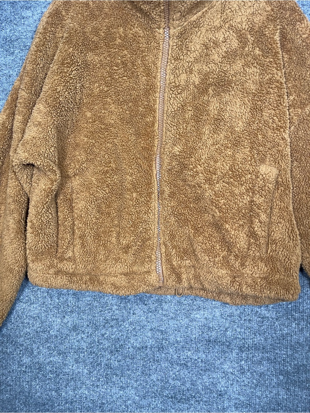 Sunday Best Aritzia Womens Medium Camel Brown Teddy Full Zip Fuzzy Fleece Jacket - Picture 6 of 11